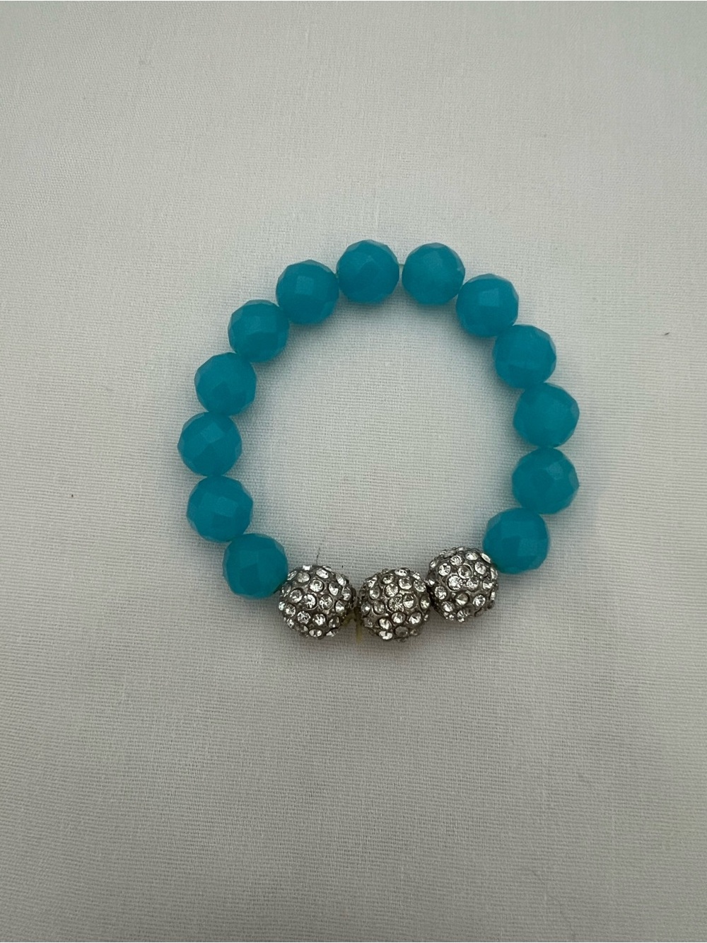 Turquoise Crystal Bead Bracelet with Pavé Accent Beads